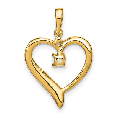 14K Created Opal and Diamond Heart Pendant