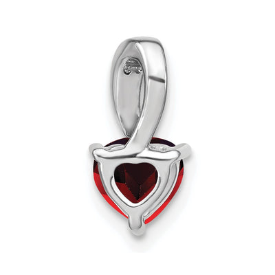 14K White Gold Garnet and Diamond Heart Pendant, 13.4 x 6.7mm