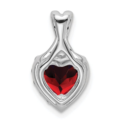 14K White Gold Garnet and Diamond Halo Heart Pendant