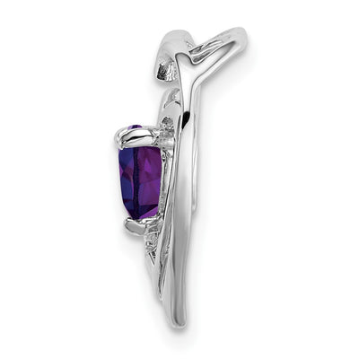 14K White Gold Amethyst and Diamond Heart Pendant, 16.4 x 16mm