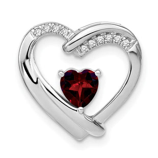Sterling Silver Rhodium-plated Garnet and Diamond Pendant (Style PM7018-GA-005-SSA)