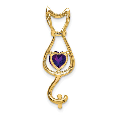 14K Amethyst and Diamond Cat Pendant