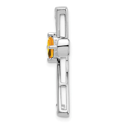 14K White Gold Citrine and Diamond Cross Chain Slide, 26.75 x 20mm