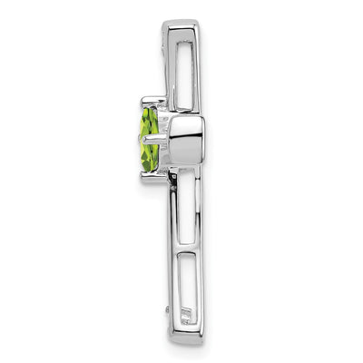 14K White Gold Peridot and Diamond Cross Chain Slide, 26.75 x 20mm