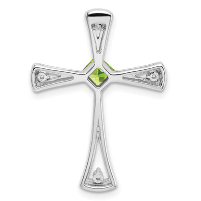 14K White Gold Peridot and Diamond Cross Chain Slide, 26.75 x 20mm