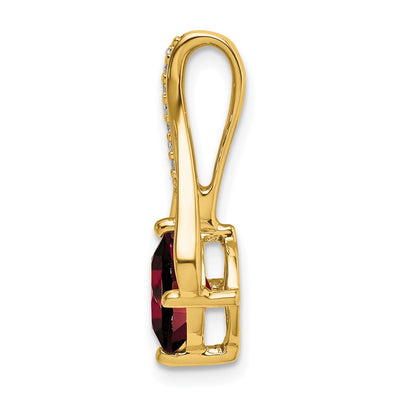 14K Garnet and Diamond Pendant, 22 x 12.4mm