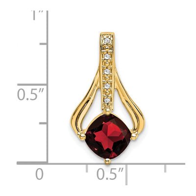 14K Garnet and Diamond Pendant, 22 x 12.4mm