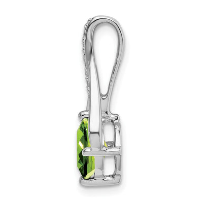 14K White Gold Peridot and Diamond Pendant, 22 x 12.4mm