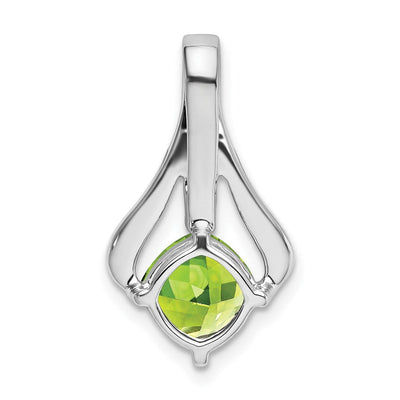 14K White Gold Peridot and Diamond Pendant, 22 x 12.4mm