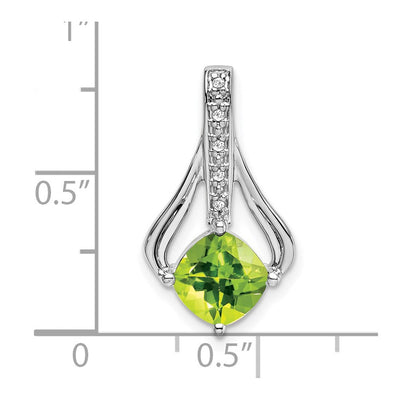 14K White Gold Peridot and Diamond Pendant, 22 x 12.4mm
