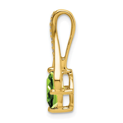 14K Peridot and Diamond Pendant, 22 x 12.4mm