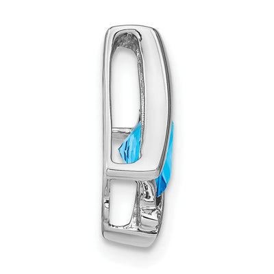 14K White Gold Blue Topaz and Diamond Pendant, 15.7 x 11.1mm