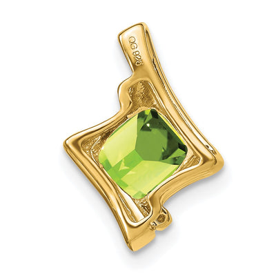 14K Peridot and Diamond Pendant, 15.7 x 11.1mm