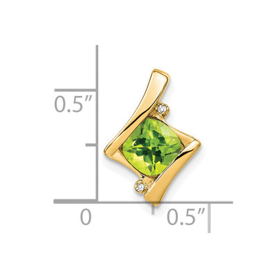 14K Peridot and Diamond Pendant, 15.7 x 11.1mm