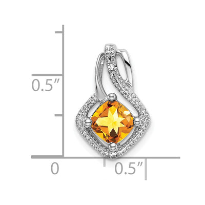 14K White Gold Citrine and Diamond Pendant, 17.6 x 11.4mm