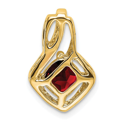 14K Garnet and Diamond Pendant, 17.6 x 11.4mm