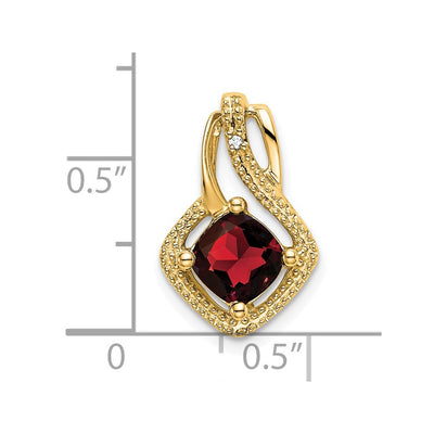 14K Garnet and Diamond Pendant, 17.6 x 11.4mm