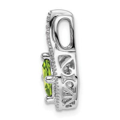 14K White Gold Peridot and Diamond Pendant, 17.6 x 11.4mm