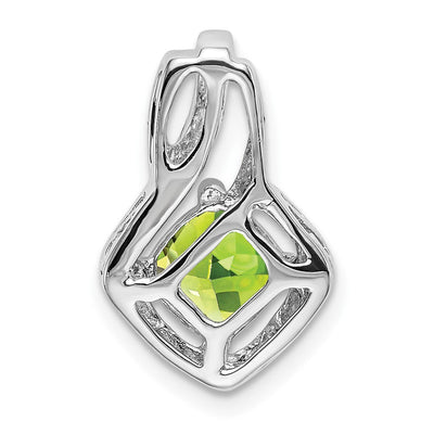 14K White Gold Peridot and Diamond Pendant, 17.6 x 11.4mm