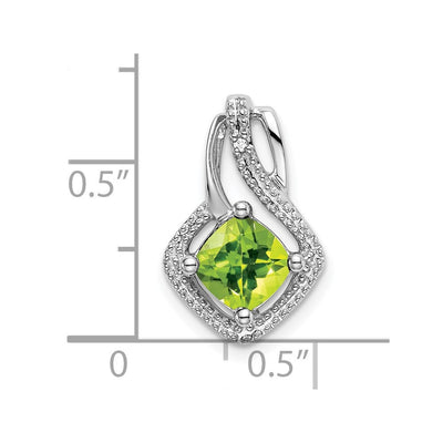 14K White Gold Peridot and Diamond Pendant, 17.6 x 11.4mm