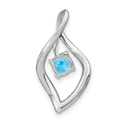 14K White Gold Blue Topaz and Diamond Pendant, 24 x 12.75mm