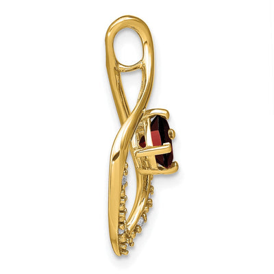 14K Garnet and Diamond Pendant, 24 x 12.75mm
