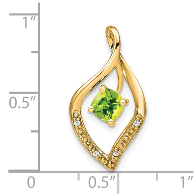 14K Peridot and Diamond Pendant, 24 x 12.75mm