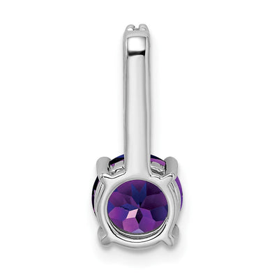 14K White Gold Round Amethyst and Diamond Pendant, 17.4 x 7mm