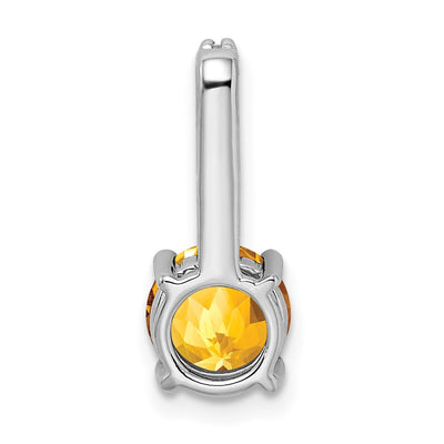 14K White Gold Round Citrine and Diamond Pendant