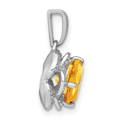 14K White Gold Cushion Citrine and Diamond Pendant, 19.1 x 10.3mm
