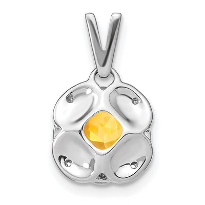 14K White Gold Cushion Citrine and Diamond Pendant, 19.1 x 10.3mm