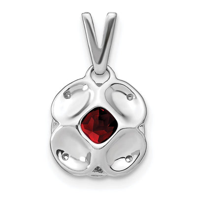 14K White Gold Cushion Garnet and Diamond Pendant, 19.1 x 10.3mm