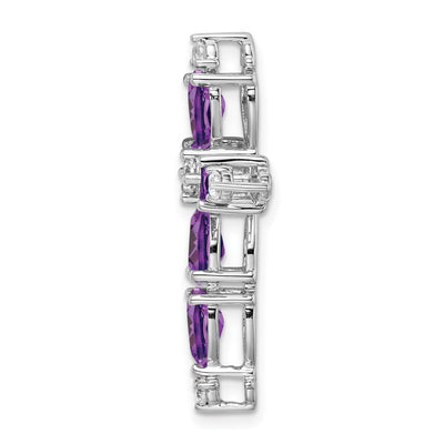14K White Gold Amethyst and Diamond Cross Chain Slide, 28 x 21.4mm