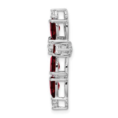 14K White Gold Garnet and Diamond Cross Chain Slide, 28 x 21.4mm
