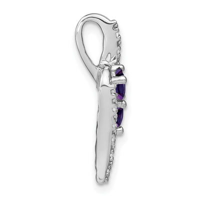 14K White Gold Amethyst and Diamond Chain Slide