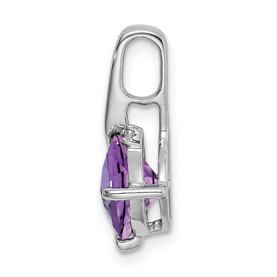 14K White Gold Cushion Amethyst and Diamond Pendant, 17.9 x 10.4mm