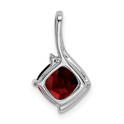 14K White Gold Cushion Garnet and Diamond Pendant, 17.9 x 10.4mm