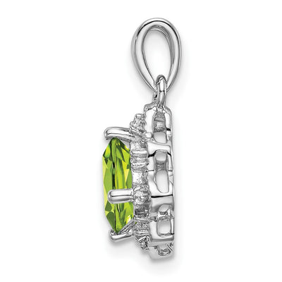 14K White Gold Peridot and Diamond Scalloped Pendant
