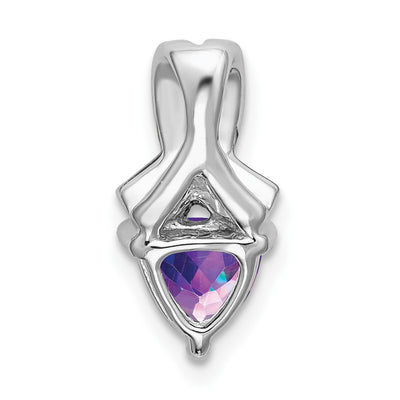 14K White Gold Trillion Amethyst and Diamond Pendant
