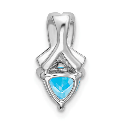 14K White Gold Trillion Blue Topaz and Diamond Pendant