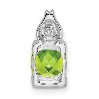 14K White Gold Peridot and Diamond Pendant, 13.2 x 6mm