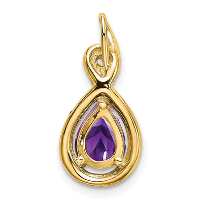 14K Pear Amethyst and Diamond Pendant, 19.5 x 9.4mm