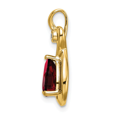 14K Pear Garnet and Diamond Pendant, 19.5 x 9.4mm