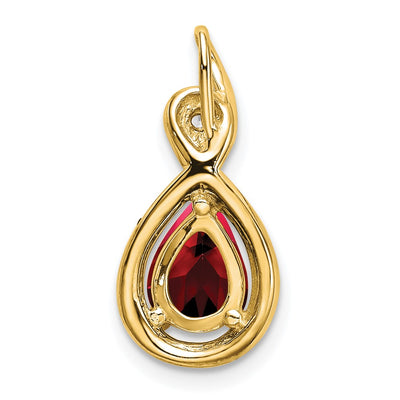 14K Pear Garnet and Diamond Pendant, 19.5 x 9.4mm