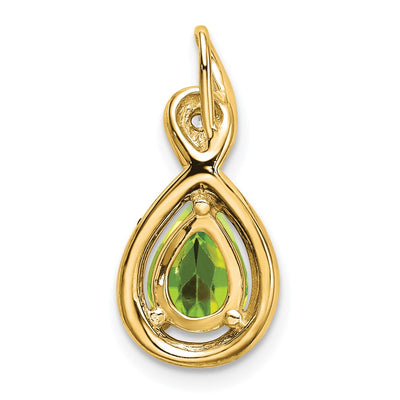 14K Pear Peridot and Diamond Pendant, 19.5 x 9.4mm