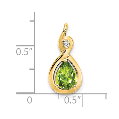 14K Pear Peridot and Diamond Pendant, 19.5 x 9.4mm