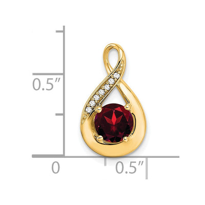 14K Garnet and Diamond Pendant, 17.9 x 10.3mm