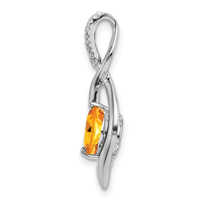 14K White Gold Citrine and Diamond Pendant, 24.6 x 11.35mm