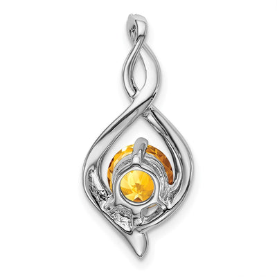 14K White Gold Citrine and Diamond Pendant, 24.6 x 11.35mm