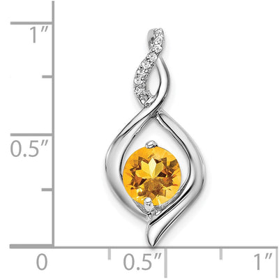 14K White Gold Citrine and Diamond Pendant, 24.6 x 11.35mm